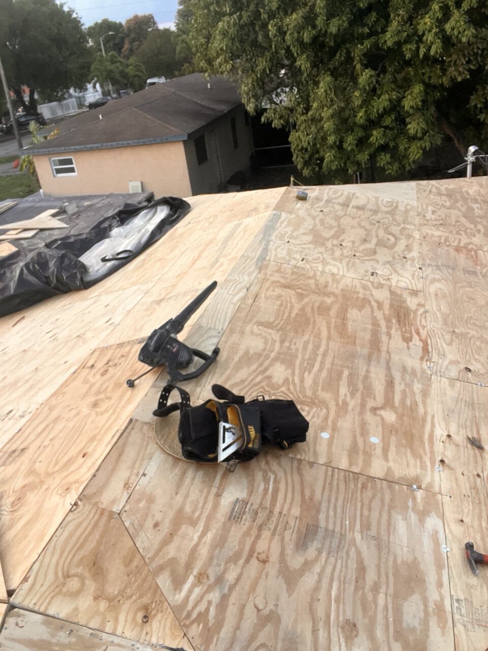 Completed plywood roof deck