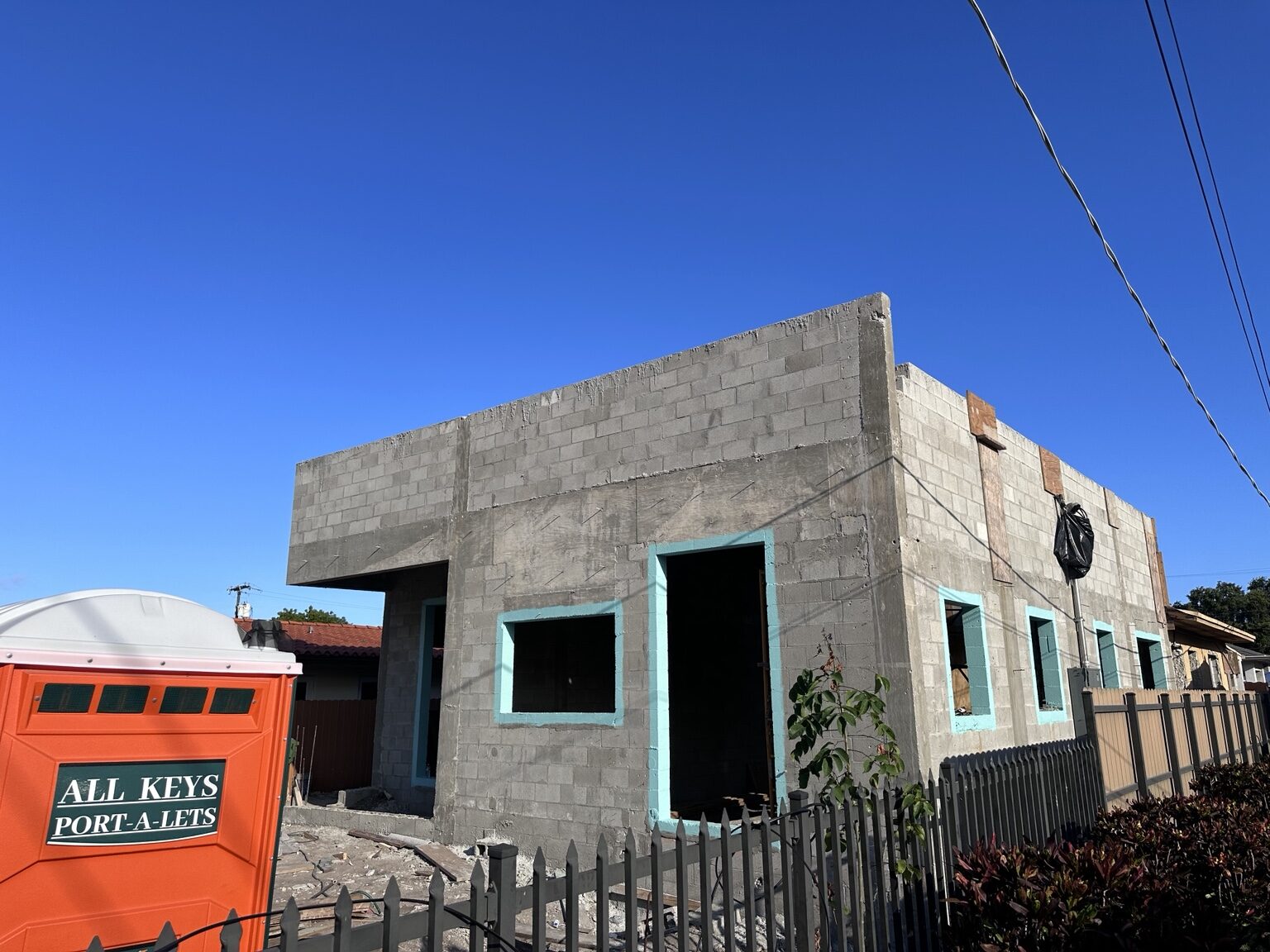 New residential block construction with concrete tie beams